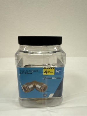 New SharkBite 3/4'' x 3/4'' Push-To-Connect 90 Degree Elbow Brass Fittings 4-Pack