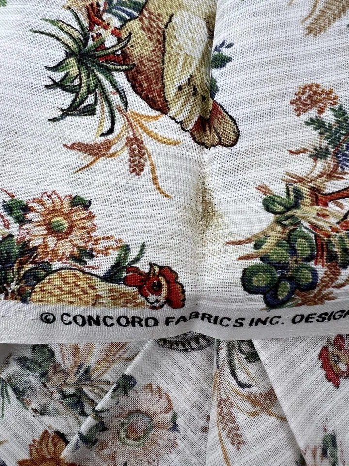 Chicken Rooster Print Cotton Fabric 7/8 Yards 44” Wide Concord Kesslers Country - Image 3 of 4