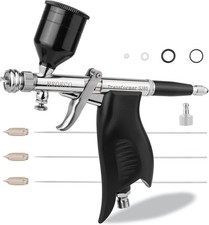 SJ85 Dual-Action Airbrush Kit, Patented 1-Sec Quick-Shift Fan Round Spray