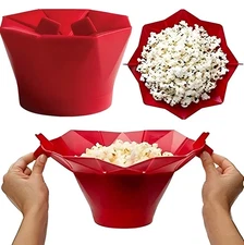 1pc Foldable Silicone Popcorn Bowl Microwaveable DIY Kitchen Tool - NEW