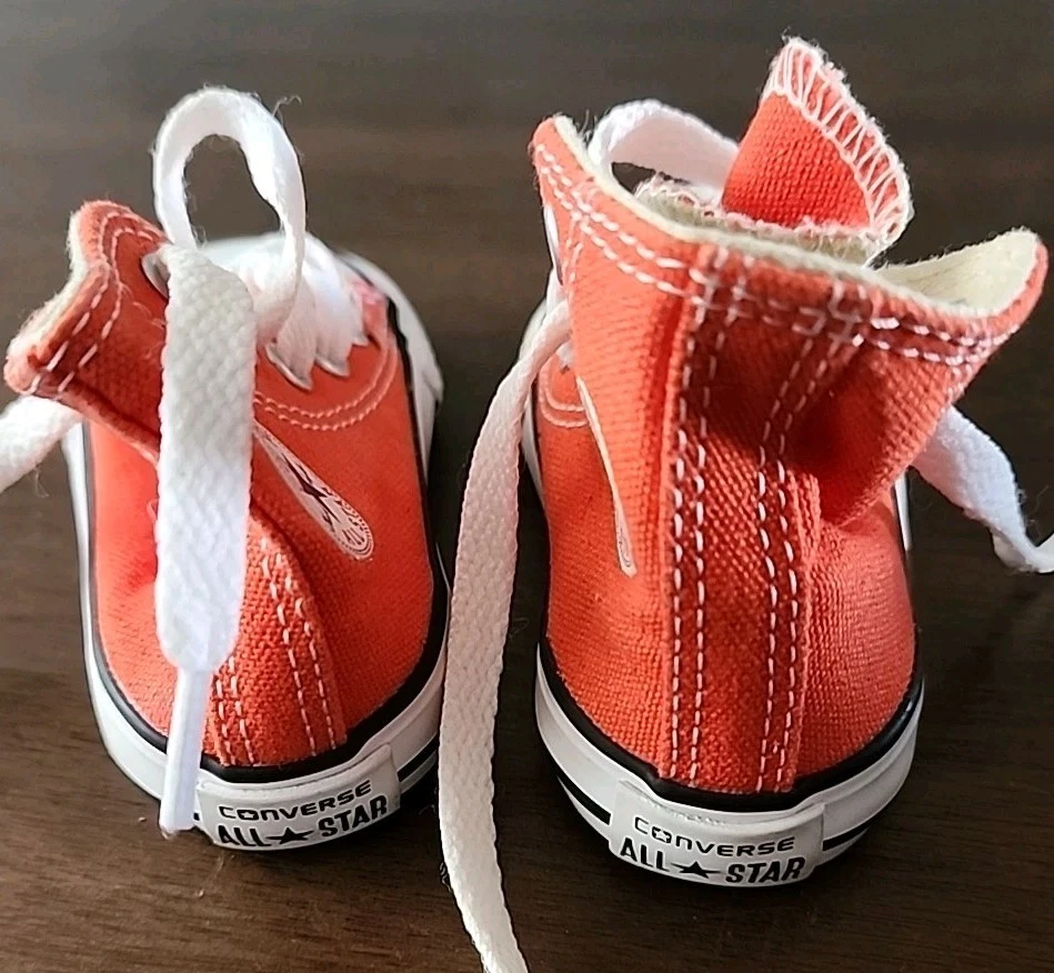 Tops altos Converse All Star naranja neón niño pequeño bebé talla 2 Foto 3 de 4