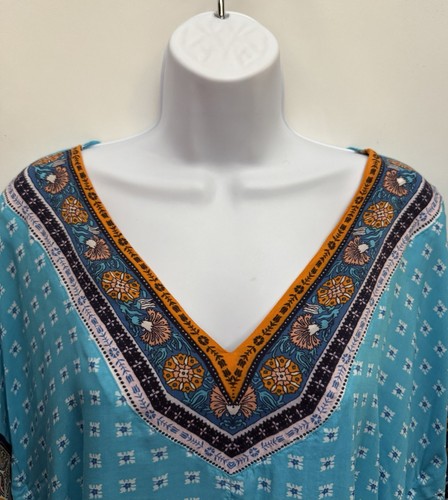 SUNDANCE Island Medallion Poncho Blouse Women XS Oversized Boho Floral Dolman - Picture 5 of 12