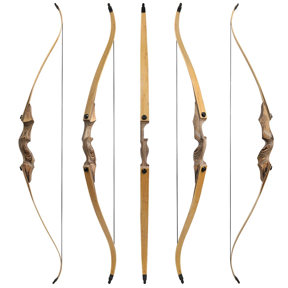 60" Archery Recurve Bow 20-60lbs Takedown Wooden Hunting Bow Target Black Hunter - Image 4 of 4