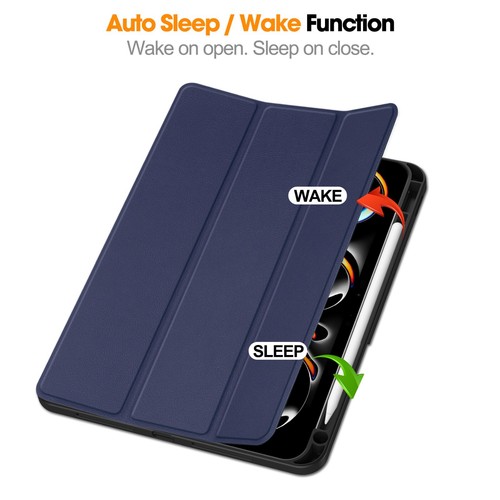 Case for iPad Pro 11 2024 11" Tri-fold caster back cover TPU tablet auto wake - Picture 2 of 26