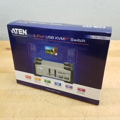 ATEN CS-1732A 2-Port USB KVMP Switch, PS/2-USB Dual Interface, VGA/Audio - NEW