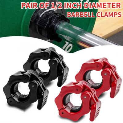 #ad US Olympic 1 2quot; Inch Barbell Clamps Quick Release Standard Bar Weight Plates $9.99