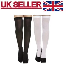 LADIES GIRLS HOLD UPS  OPAQUE STOCKINGS OVER KNEE THICK SOCKS FANCY DRESS