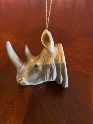 Kurt S. Adler Rhino Head Christmas Ornament  Hanging Decor  Gold String decor