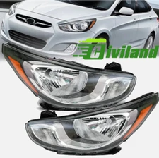 Left+Right Halogen Headlights Headlamps For Hyundai Accent Sedan 2012 2013 2014