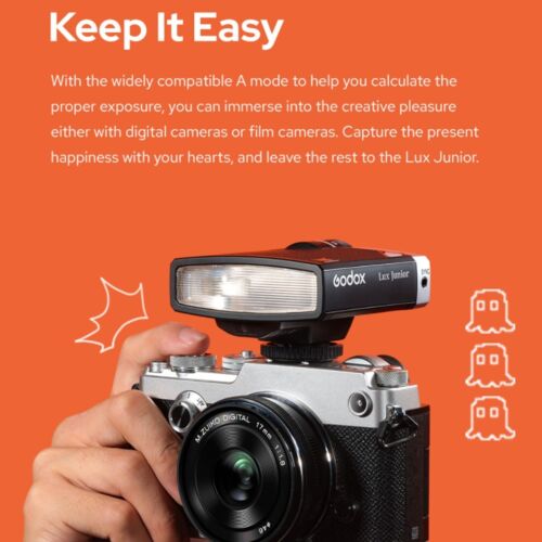 Godox Lux Junior Retro Camera Flash Speedlight Speedlite GN12 6000K±200K 7 Level - Picture 7 of 12