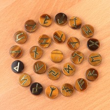 25pcs Tiger Eye Stone Rune Stone Set Elder Futhark Gemstone Home Decor Ornaments