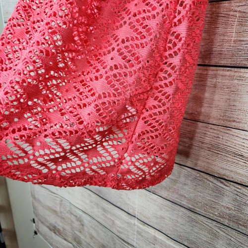 Miken Swim Swimsuit Cover Up Neon Pink Mesh Size Medium Sleeveless - Picture 7 of 13