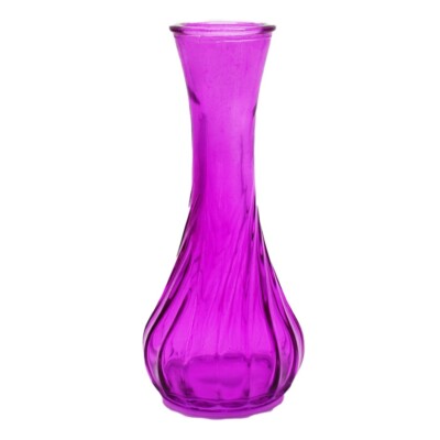 Purple/ Pink/ Fuchsia Colored Twisted Glass Vase H = 6 Inch in
