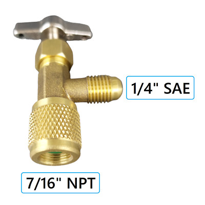 Stechventil für Kältemittel R134a - R290 -  R600a - Gewinde 7/16'' auf 1/4'' SAE