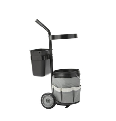 Expert Gardener Landscaping Steel Tool Caddy w/ Wheels All-Terrain Tires Black