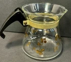 Pyrex Tea Coffee Pot Carafe Gold Shamrocks 10oz USA 1950'S NO LID Vintage