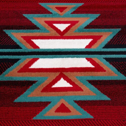Aztec Area Rug Southwestern Red Black Turquoise/Green Arrow Floor Carpet 8' x 10 - Picture 5 of 8