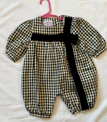 Plum Pudding Ltd Vintage 90s Girls Party Bubble Romper Gold Metallic 12M USA
