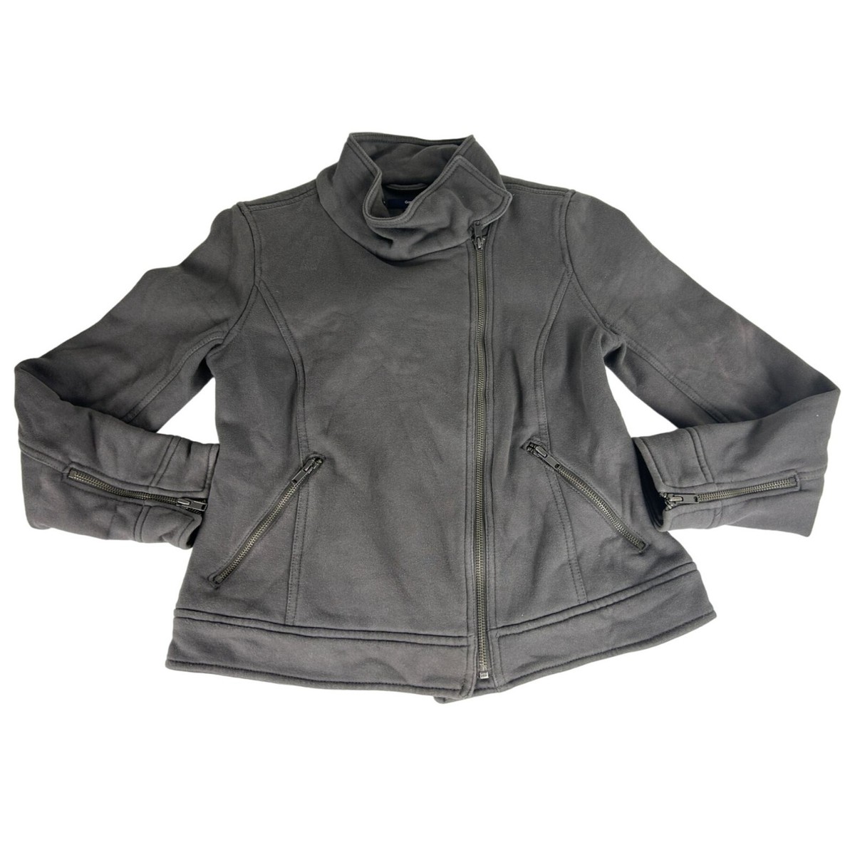 Gap Asymmetrical Zip Moto Biker Jacket Women's Sz M Gray