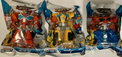 Transformers Rescue Bots Optimus Prime Bumblebee Heatwave Playskool Heroes Lot