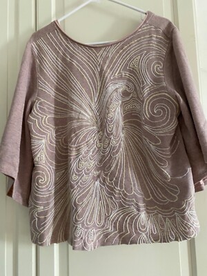 anthropologie pink sweater embroidery Akemy+Kin size M