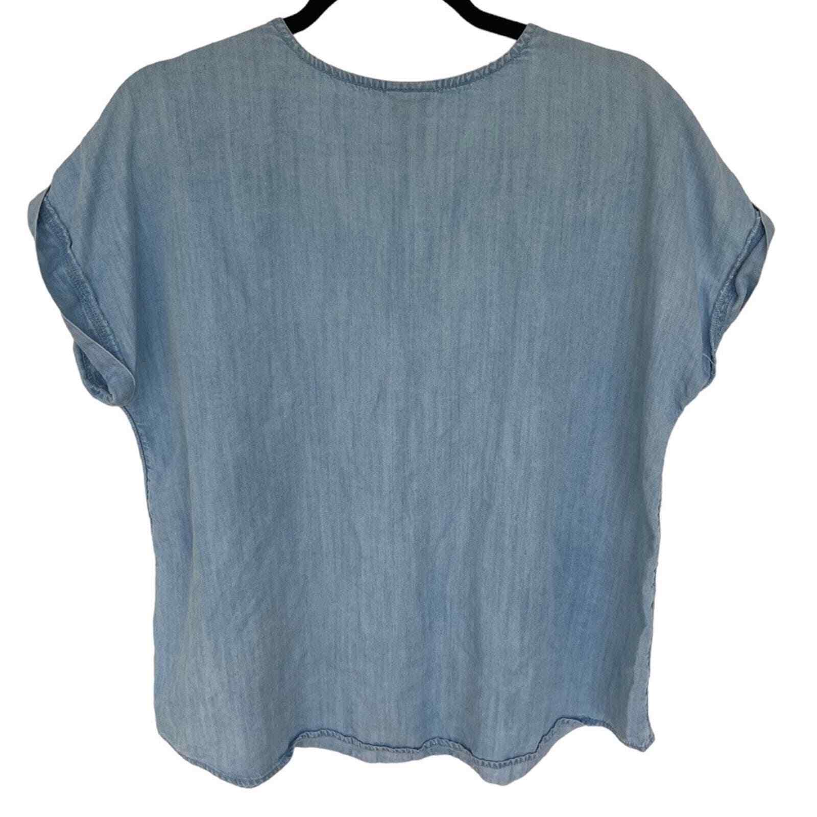 Chico’s women’s blue chambray lyocell short sleev… - image 2