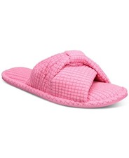 Charter Club Textured Knot-Top Slippers Women's S 5-6 US Pink Taffy Slip On