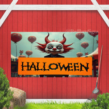 Scary Halloween Clown creepy face banner
