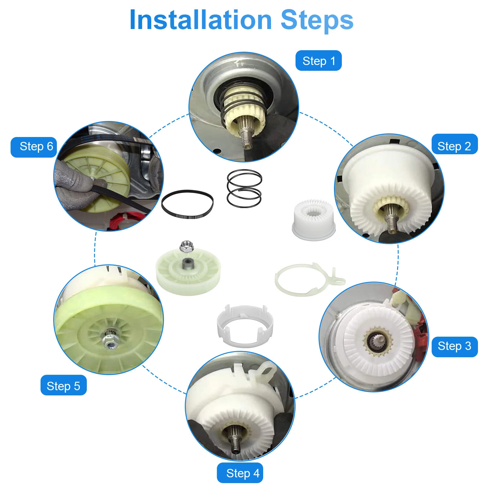 W10721967 Washer Pulley Clutch Parts Kit W10006384 for Whirlpool W10006356