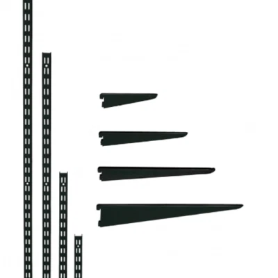 Twin Slot Shelving Black Uprights and Brackets Adjustable Strong Rack Wall Shelf
