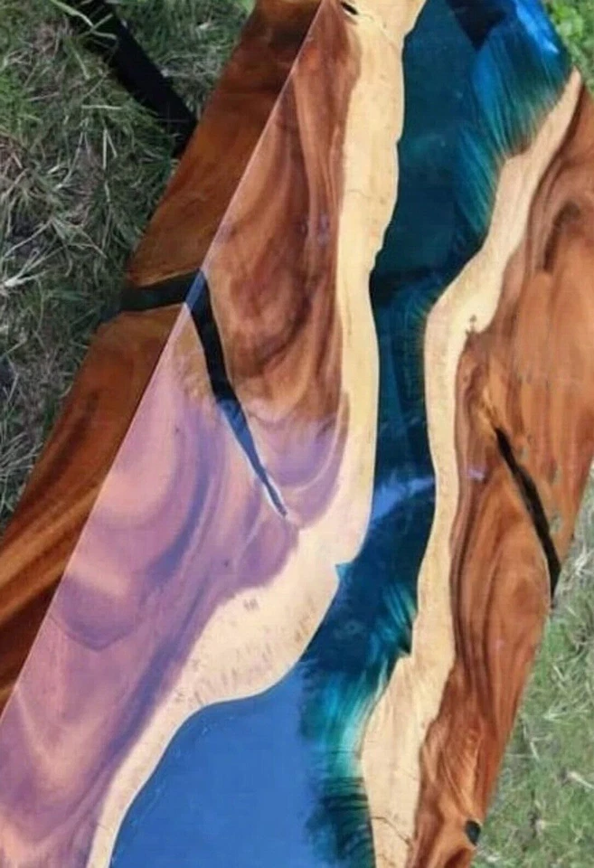 Epoxy Outdoor Dining Table Top Handmade Rectangle Shape Custom Home Decor - Image 2 of 4