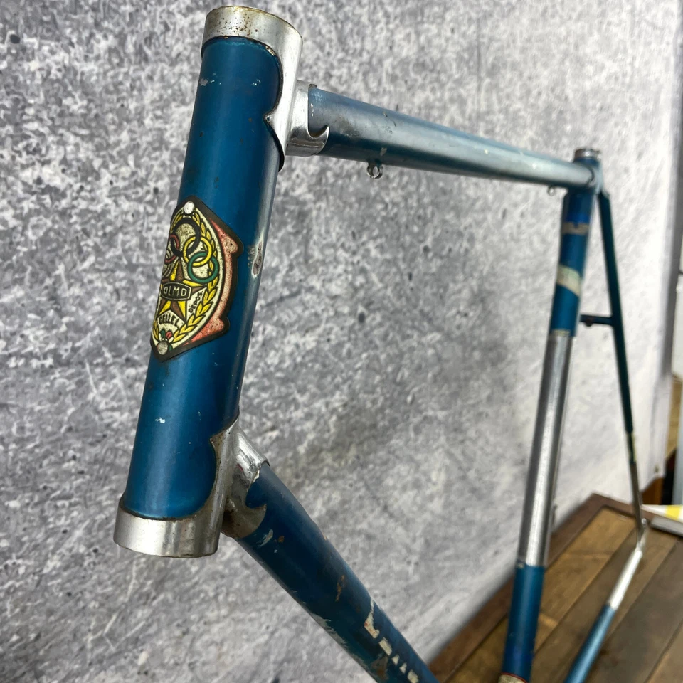 Juego de marcos vintage OLMO 63 60 cm DOBLADO Campagnolo acero con orejetas azul Italia 120 mm Foto 2 de 4
