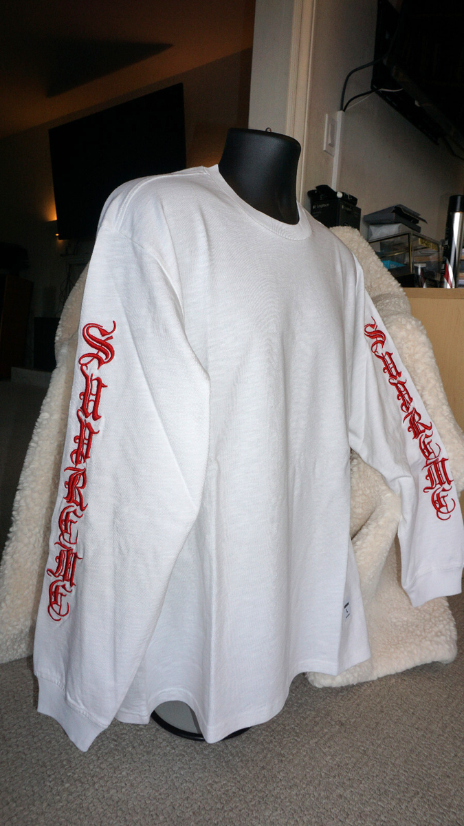 SUPREME T Shirt OLD ENGLISH L/S Top White L Large FW24KN32 | eBay