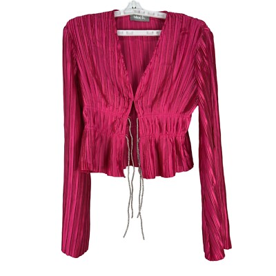 Blue B Collection Blue B Collection Ruffled Pleated Pink Long Sleeve Blouse Blue B - Size ...