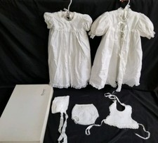 Vintage Cotton Eyelet Christening Gown/dress/hat/bib Set Made In Spain 4 Gimbels