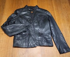 Black Leather Women’s Biker Jacket Size 12
