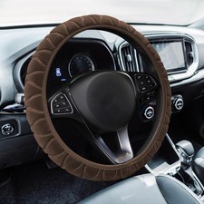 Fluffy Microfiber Plush Steering Wheel Cover 15 Soft Elastic U Color Brown Fluffy Microfiber Plush Steering Wheel Cover 15 Soft Elastic U Color Brown