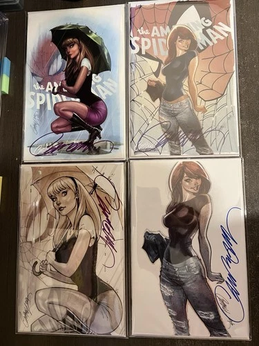 Amazing Spider-Man #14 L J. Scott Campbell Signed Exclusive w COA NM Set Of 4