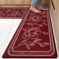 Kitchen Floor Mat Set of 2, Cushioned anti Fatigue Kitchen Mat 17"X59"+17"X29", 