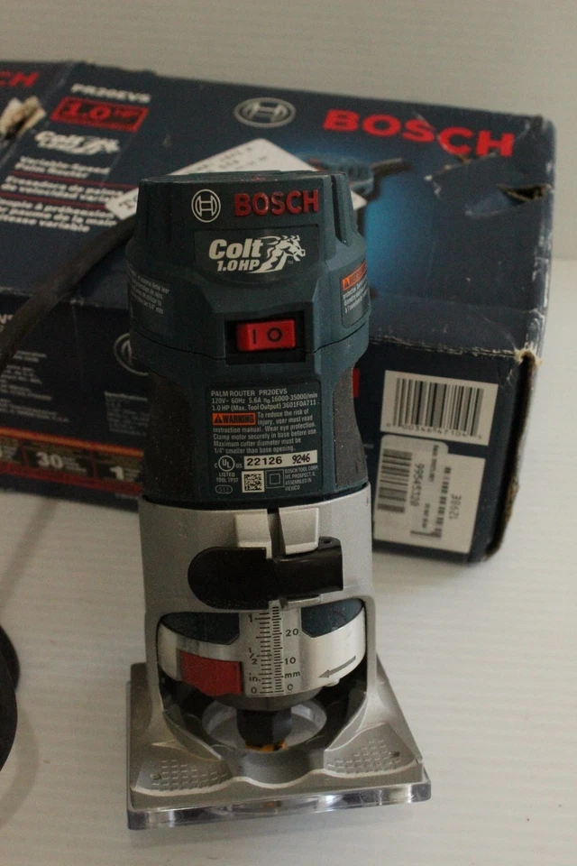 Router de palma con cable de velocidad variable Bosch PR20EVS 1 HP Colt 5,6 Amp probado funcionando Foto 2 de 4