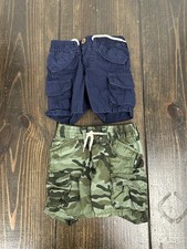 2 Pairs of Baby Gap Cargo Shorts Size 6-12 Months Camo and Blue EUC