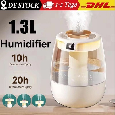 Luftbefeuchter Ultraschall Leise Schlafzimmer Pflanzen LED Humidifier 1300ML DE