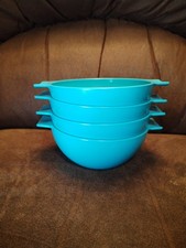 Melaware Melamine Nesting Bowls Set of 4 Turquoise Blue Vintage Kitchenalia VGC