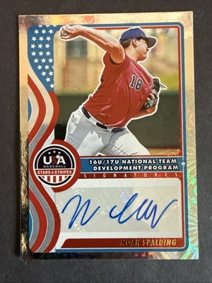 Noah Spalding 2025 Panini USA Baseball Stars & Stripes Fireworks /49 Rookie Auto