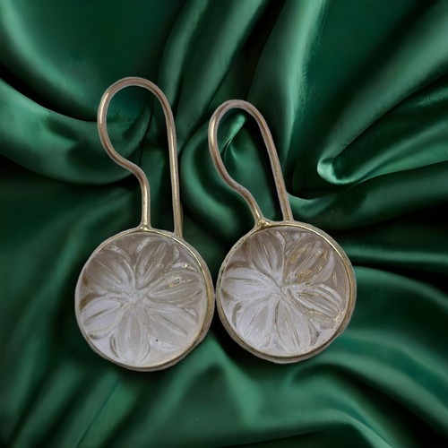 Pendientes colgantes de plata esterlina con piedras preciosas de cuarzo talladas a mano joyería de moda regalo - Imagen 3 de 5