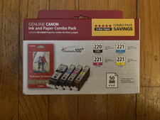 Canon Genuine PGI-220/CLI-221 Black Cyan Magenta Yellow Ink Cartridges Sealed