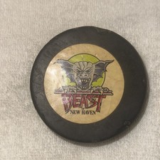 American Hockey League AHL - The Beast of New Haven game used hockey puck - Rare