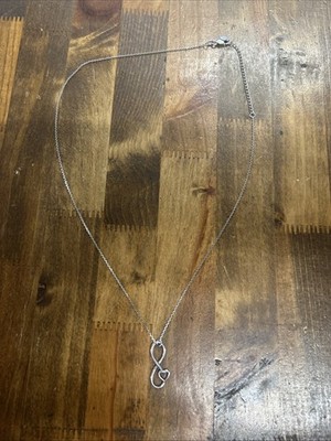18,25'' Midas Türkei Sterlingsilber Kabel Kette Unendlichkeit Schleife Herz Anhänger 2,3 g