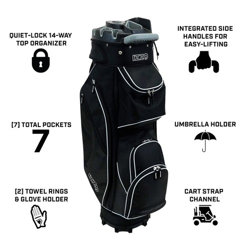 NEU Izzo Golf Vault Cart Bag Quiet Lock 14-Wege Top - Wählen Sie die Farbe - Bild 2 von 8