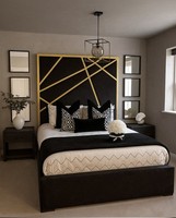 Panel Luxury Gold Strip Bed With/Without Ottoman Gas Lift Storage in Sale !!